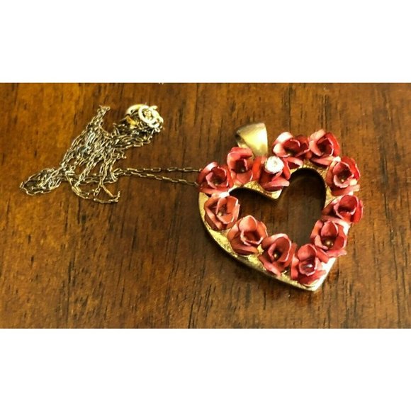 Dozen Roses Drop Heart Necklace Dozen Rose Necklace